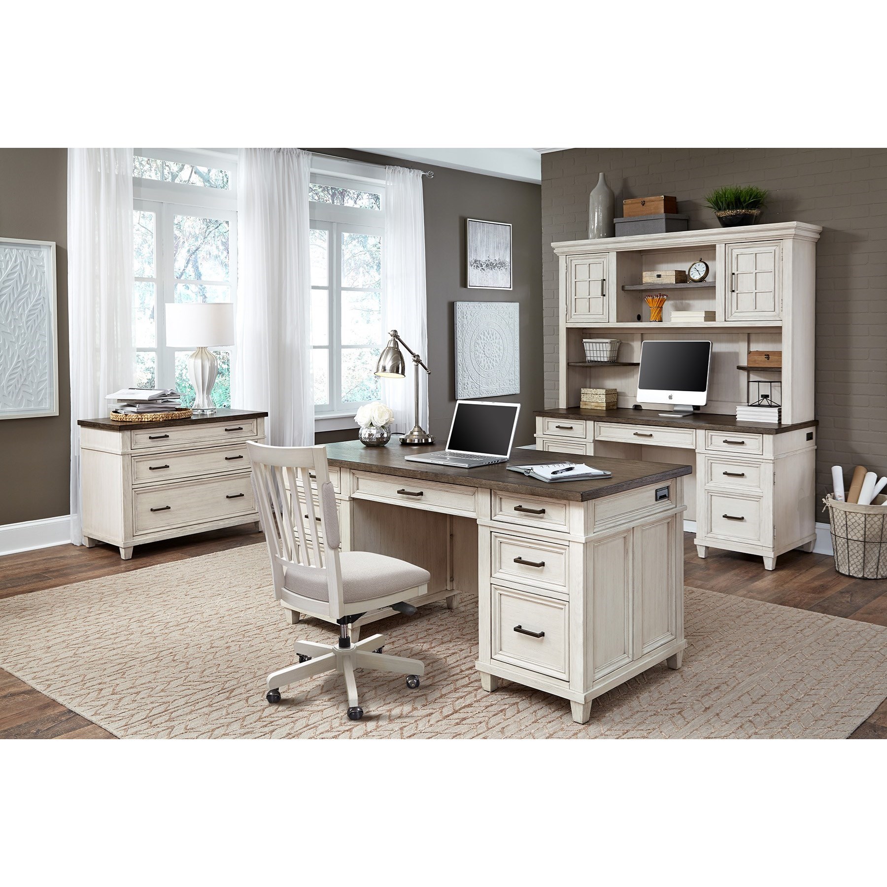 Aspenhome Caraway Casual Executive Desk With Drop Front Keyboard