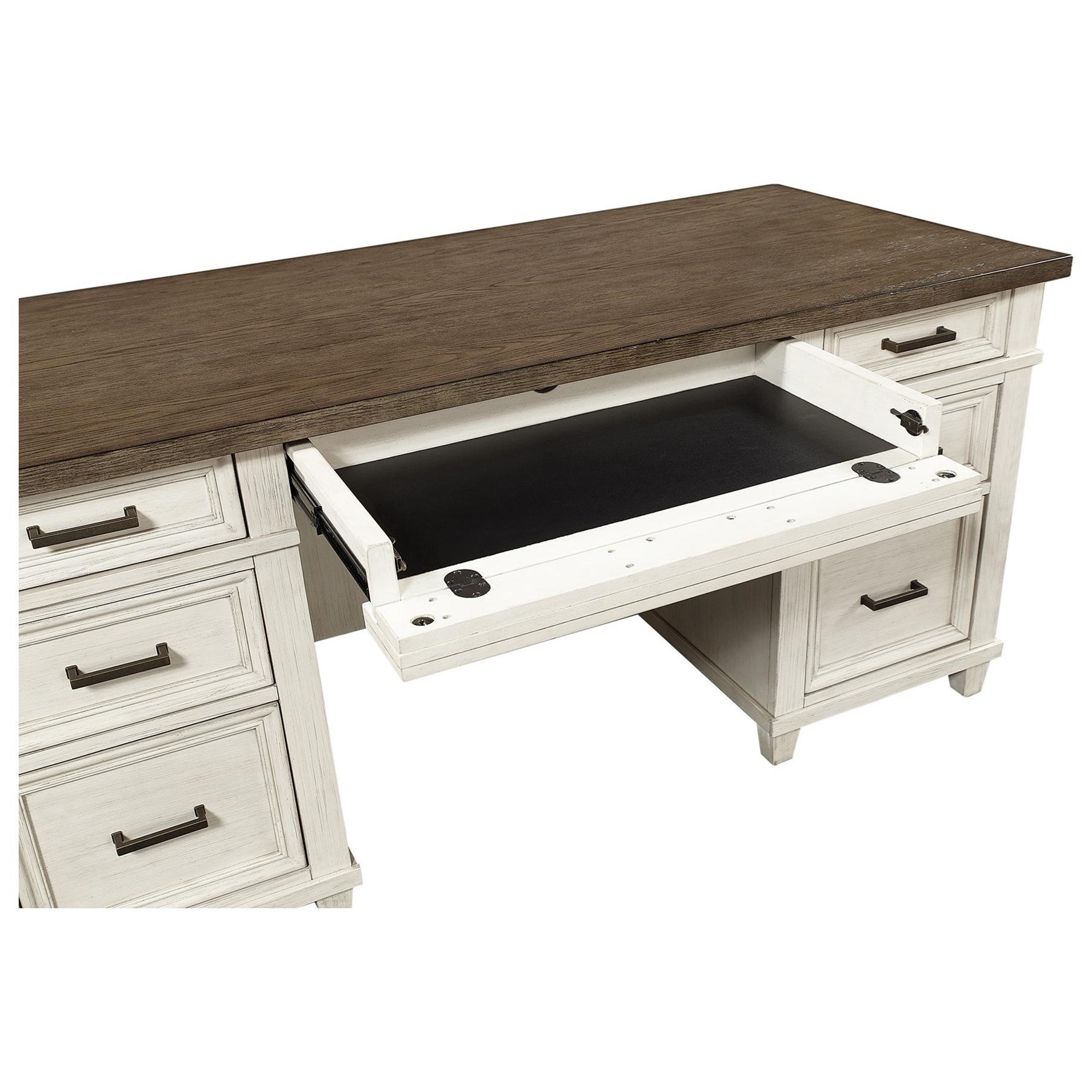 Aspenhome Caraway I248 303 1 Casual Executive Desk With Drop Front Keyboard Drawer And 2 Ac Outlets Hudson S Furniture Table Desks Writing Desks