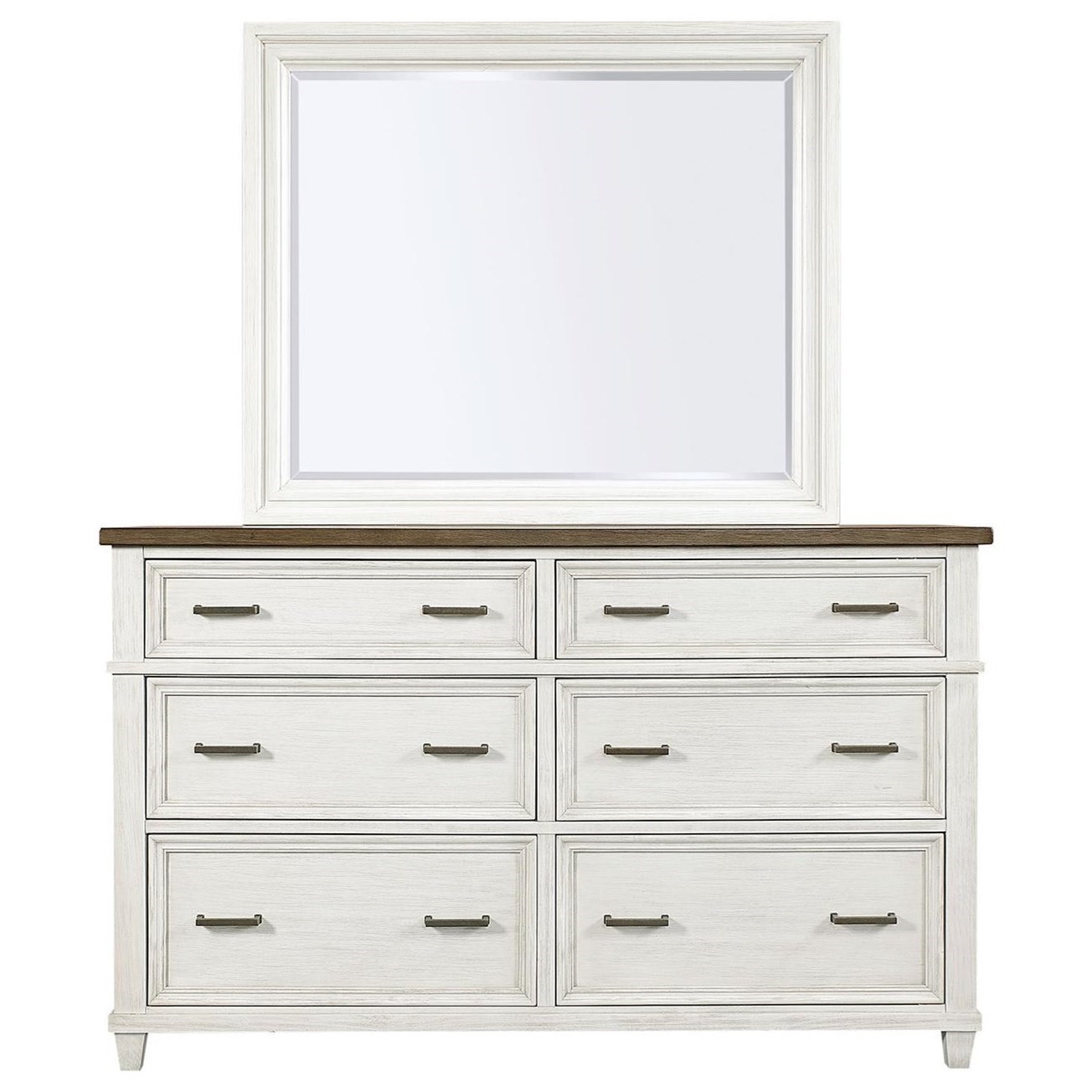 Aspenhome Caraway Casual 6 Drawer Dresser And Mirror Combination