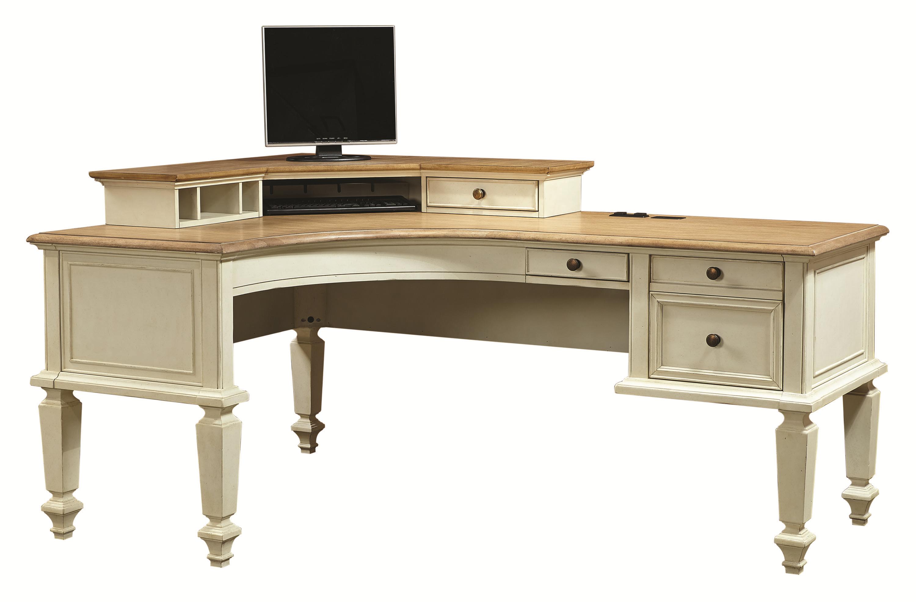 Aspenhome Cottonwood Curved Half Pedestal L Shaped Desk And Corner