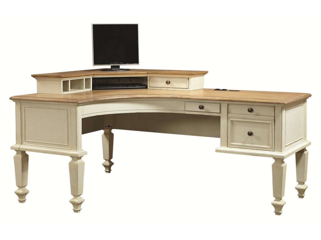 Aspenhome Cottonwood Curved Half Pedestal L Shaped Desk And Corner