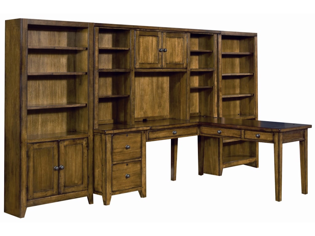 Aspenhome Cross Country L Shape Desk Wall Unit Dunk Bright Cross Country L Shape Desk Wall Unit By Aspenhome