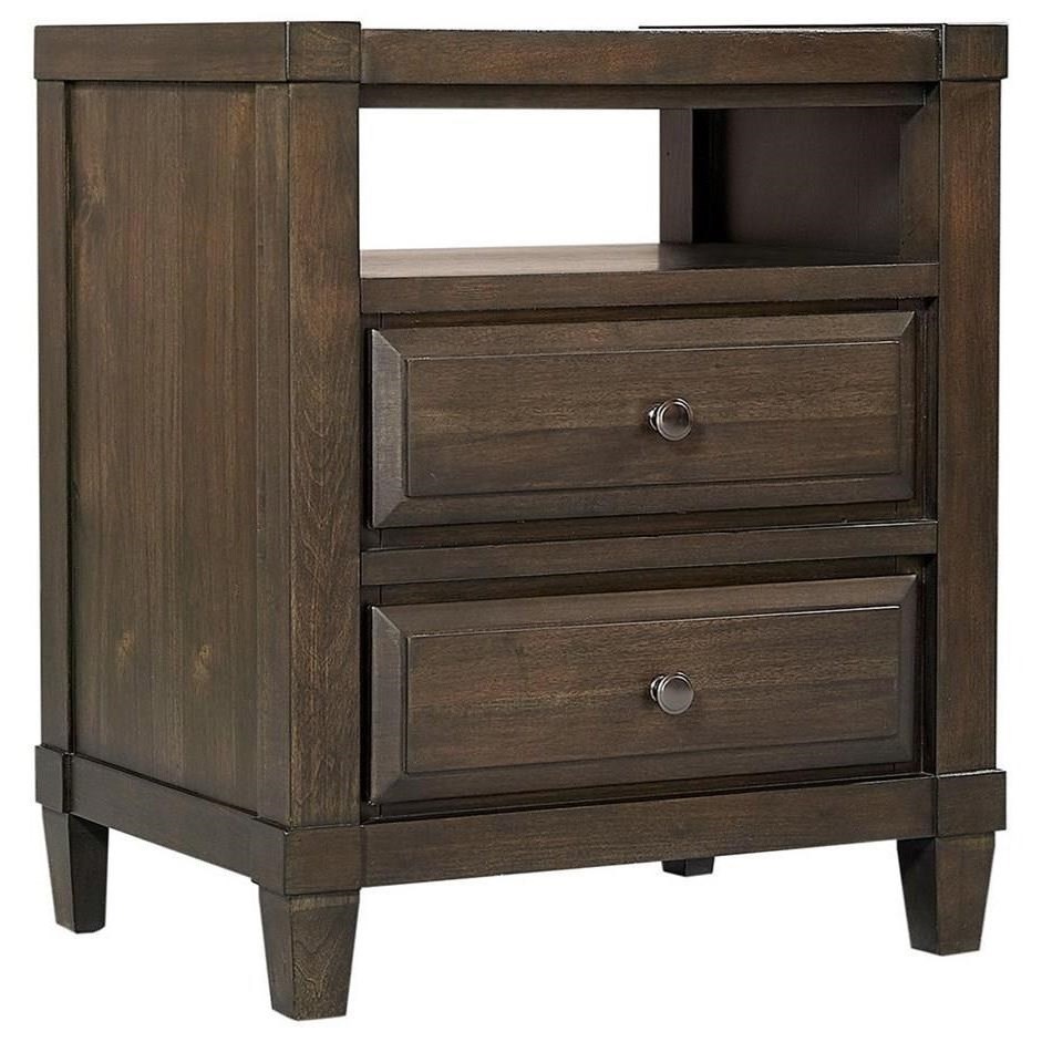 Aspenhome Easton Transitional 2 Drawer Nightstand With Open Shelf