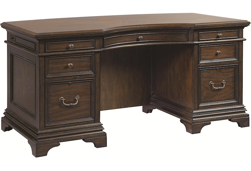 Aspenhome Essex Curved Executive Desk With 7 Drawers Belfort