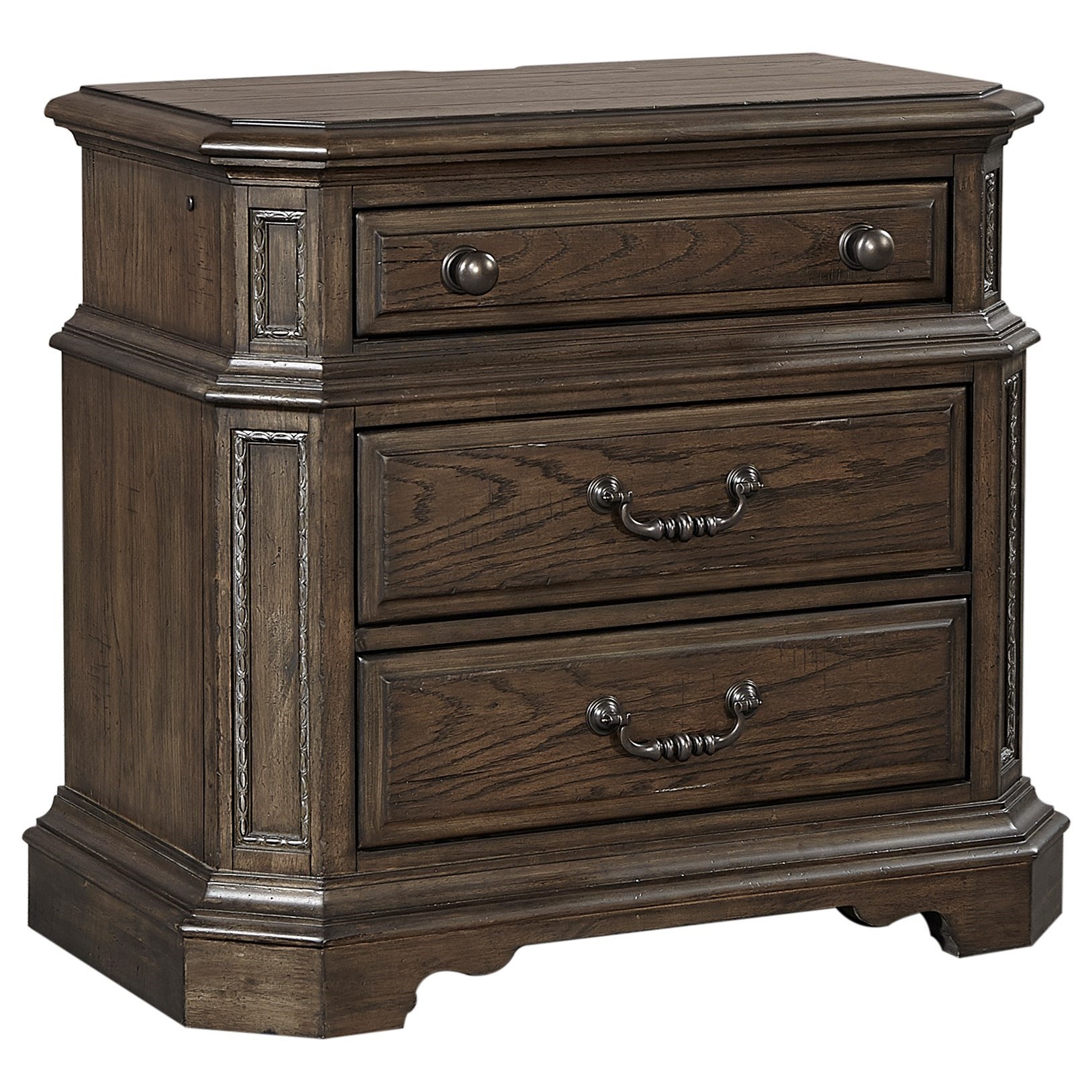 Aspenhome Foxhill Traditional Bedside Chest With Night Light And Electrical Outlets Belfort Furniture Nightstands