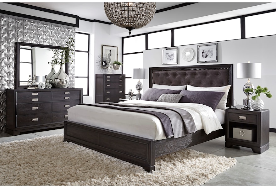 Aspenhome Front Street King Upholstered Bed With Usb Charging Stations Stoney Creek Furniture Upholstered Beds