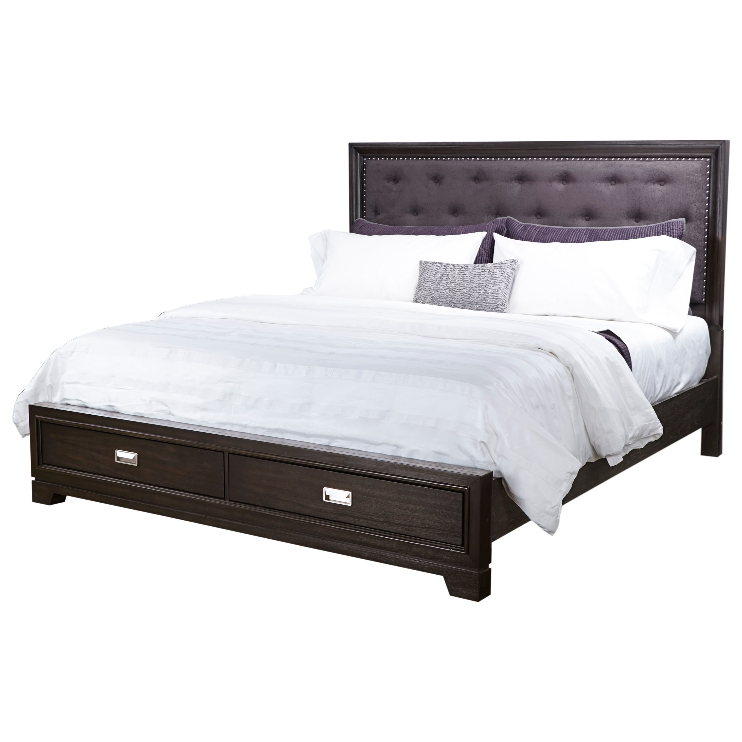 Aspenhome Front Street Ifs 425 407d 406 King Upholstered Panel Storage Bed With 2 Usb Stations Hudson S Furniture Upholstered Beds