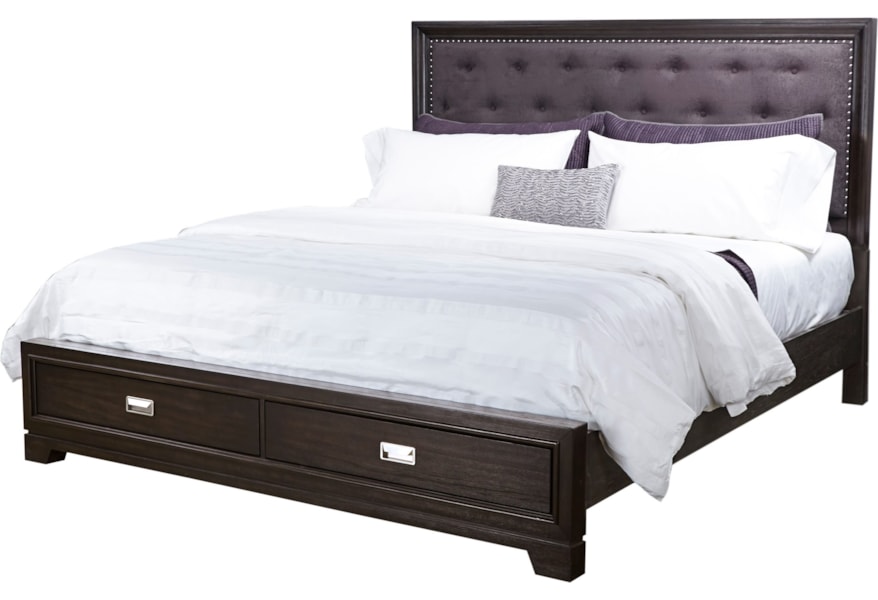 Birch Home Front Street King Upholstered Panel Storage Bed With 2 Usb Stations Sprintz Furniture Upholstered Beds