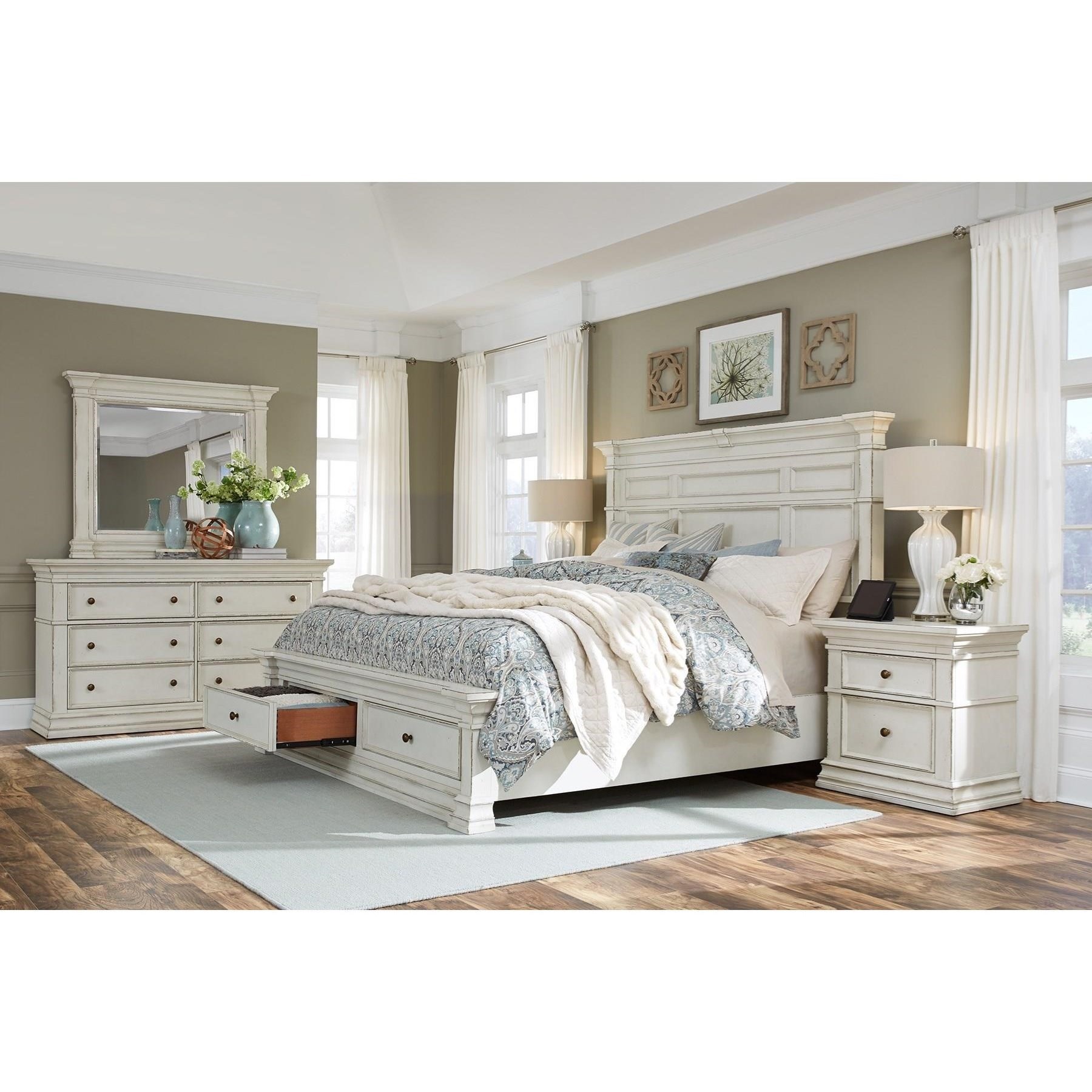Aspenhome Granville Transitional Queen Panel Bed With Footboard Storage Wilson S Furniture Panel Beds