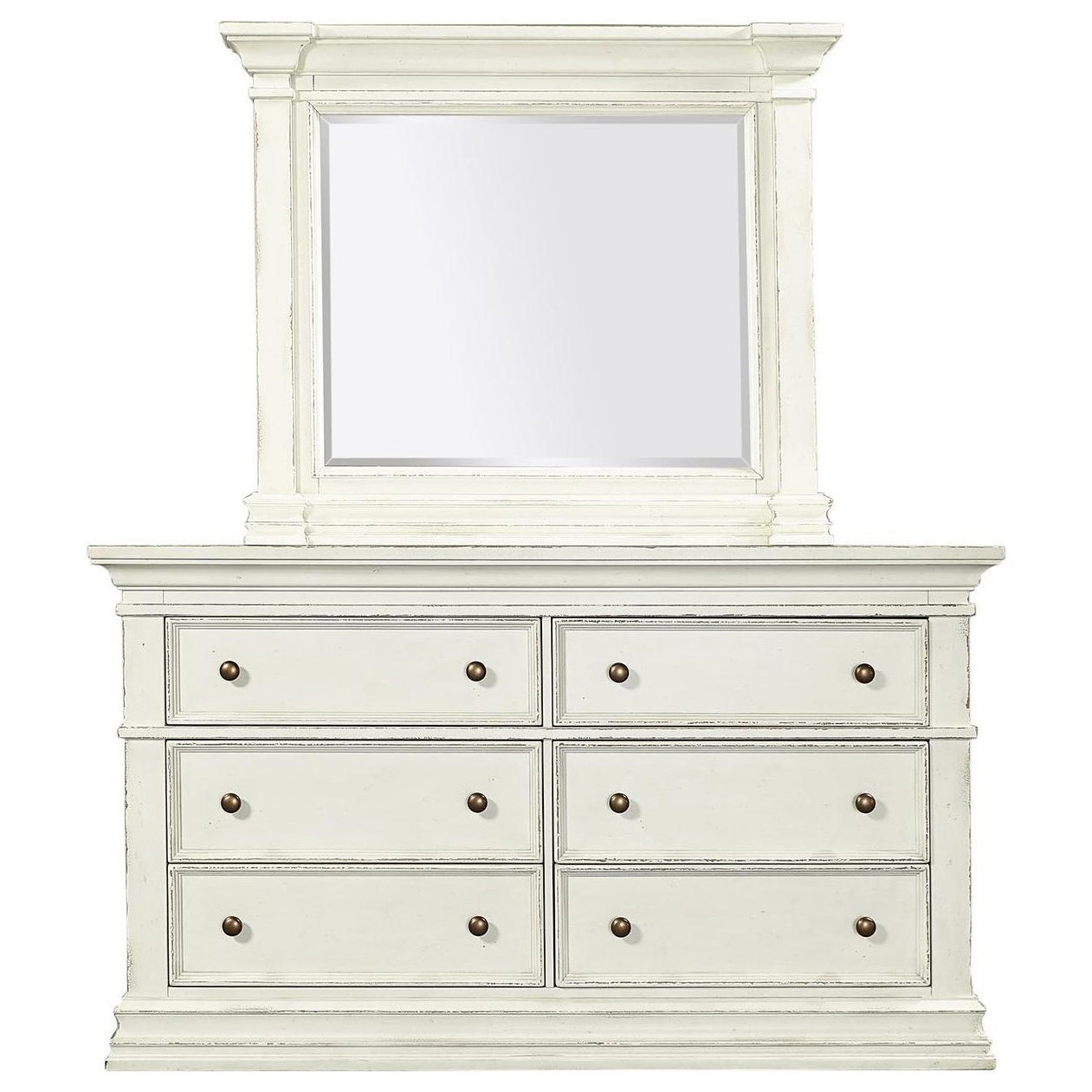 Aspenhome Granville Transitional 6 Drawer Dresser And Mirror