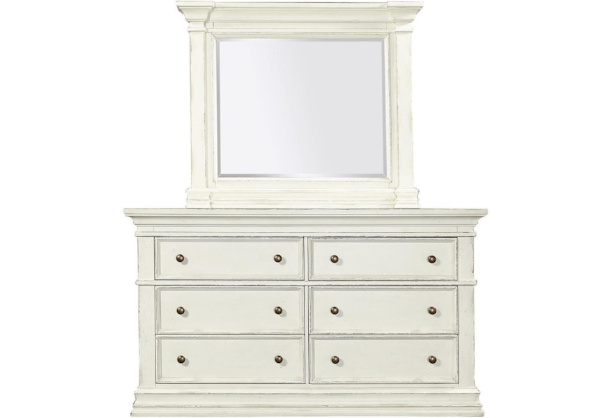 Aspenhome Granville Transitional 6 Drawer Dresser And Mirror