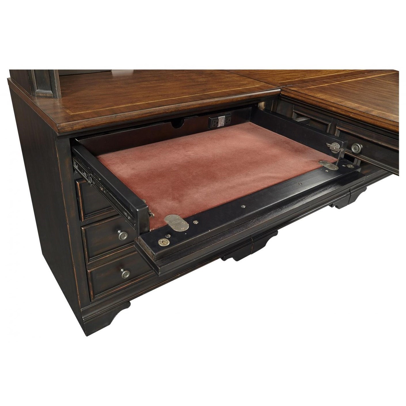 Aspenhome Hampton Transitional Modular Wall Unit With Adjustable Removable Shelves And Ac Ports Baer S Furniture Desk Hutch Sets