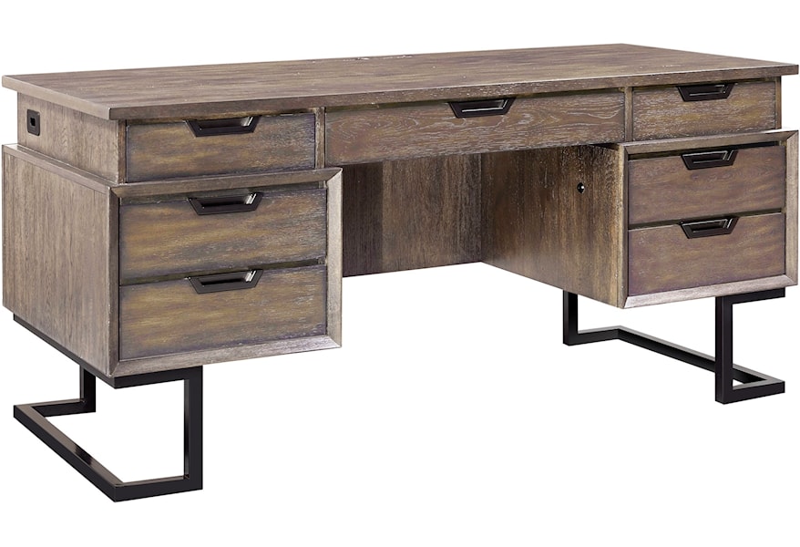 Aspenhome Harper Point Contemporary Desk With Outlets And Locking