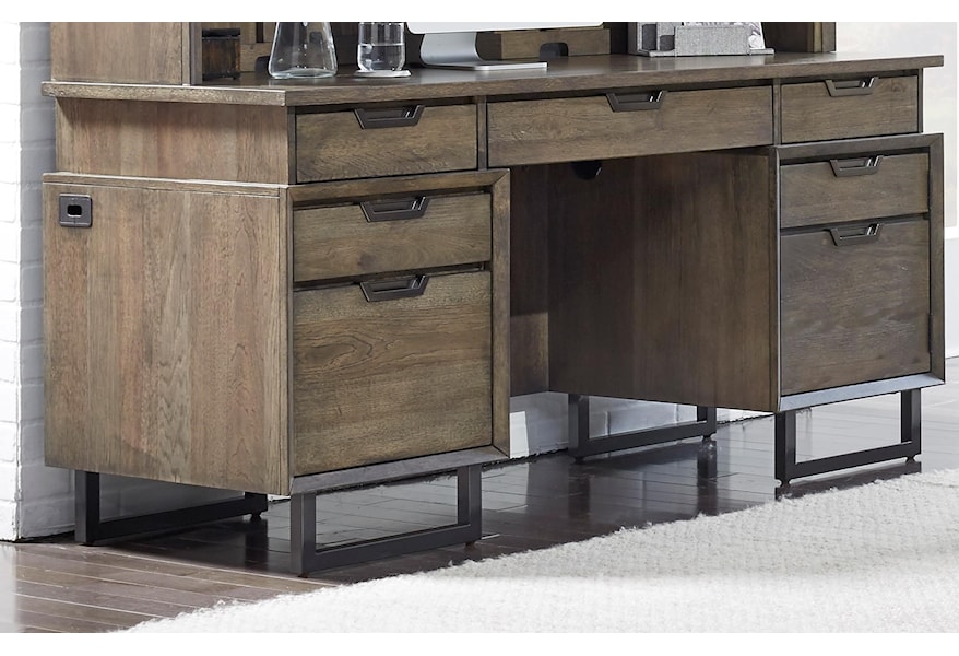 Aspenhome Harper Point Contemporary Credenza Desk With Outlets And