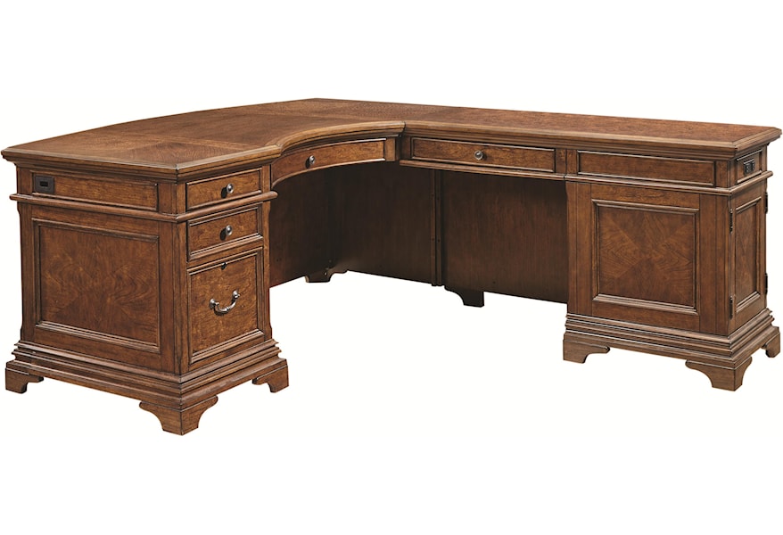 Aspenhome Hawthorne L Shaped Desk With 4 Drawers And Ac Outlets