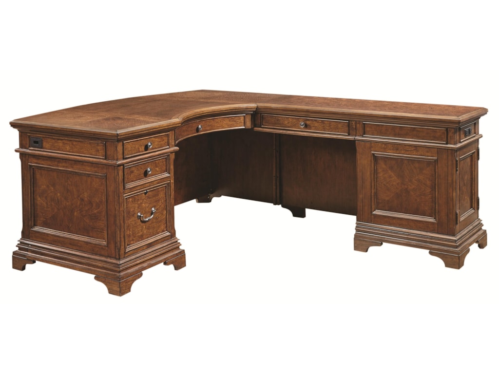 Aspenhome Hawthorne L Shaped Desk With 4 Drawers And Ac Outlets Aspenhome Hawthornel Shape Desk