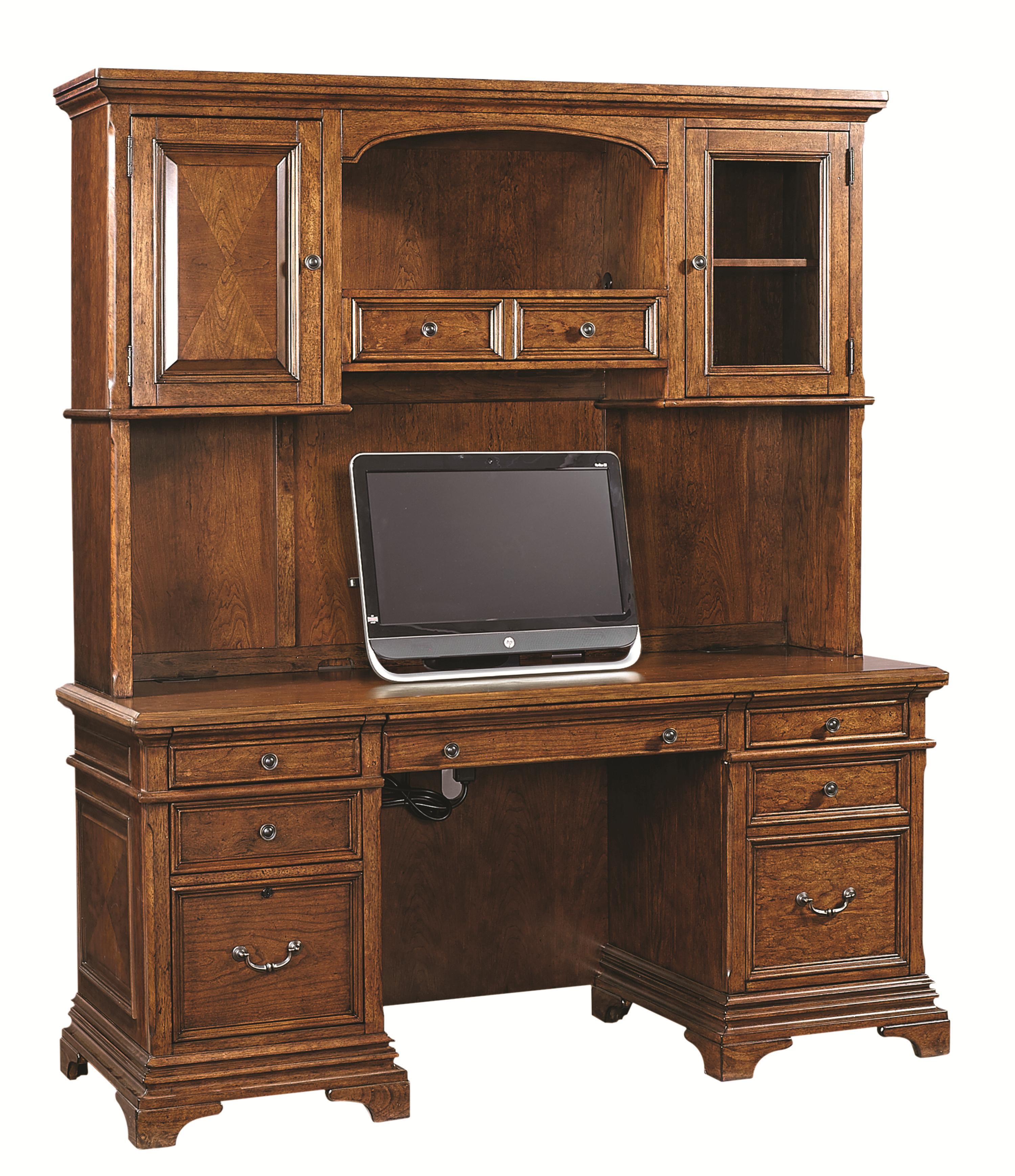 Aspenhome Hawthorne 74 Inch Credenza Desk And Hutch With 3