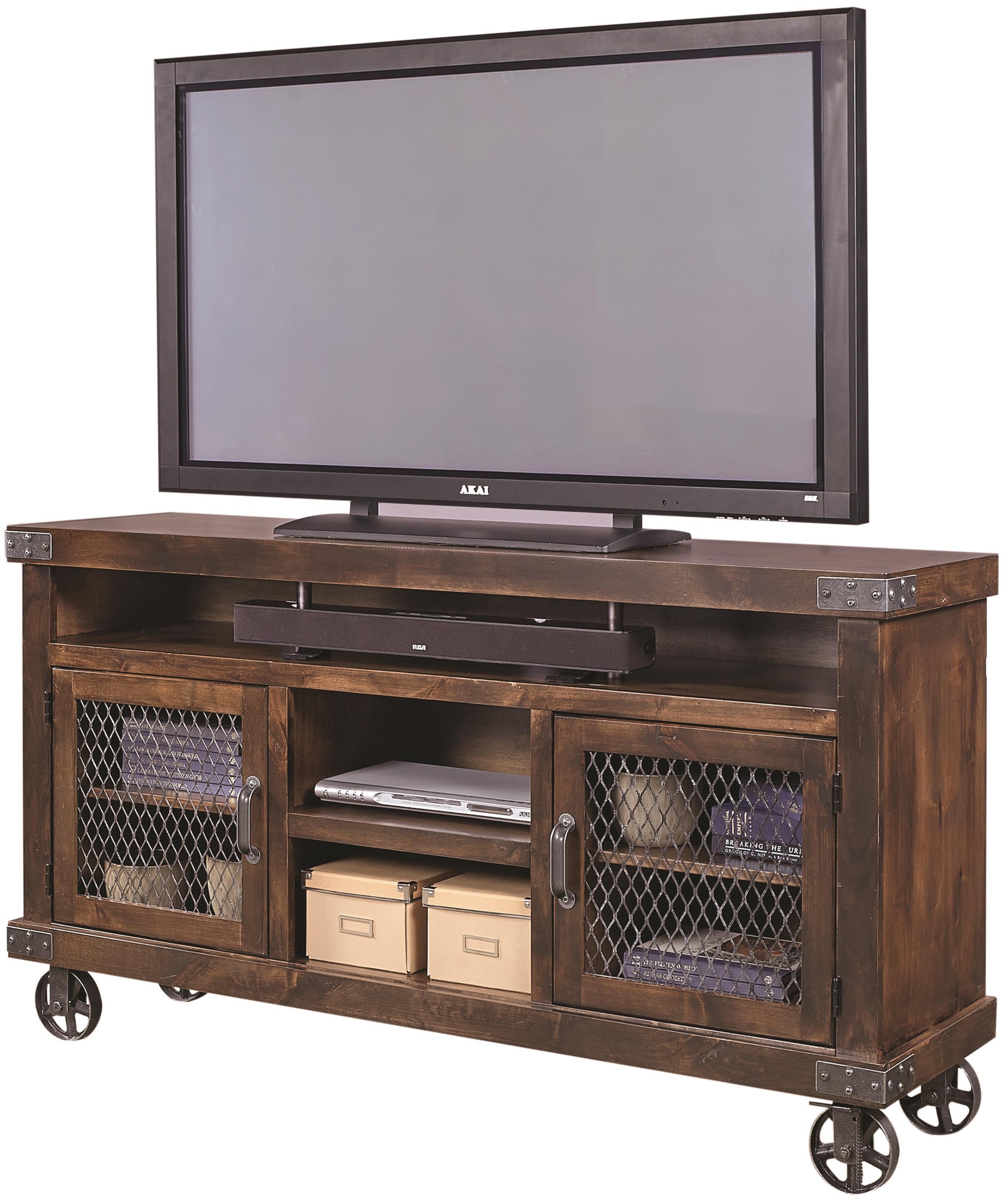 Aspenhome Industrial 65 Console With Metal Casters Belfort Furniture Tv Stands Check out our wooden tv stand selection for the very best in unique or custom, handmade pieces from our living room furniture shops. industrial 65 console
