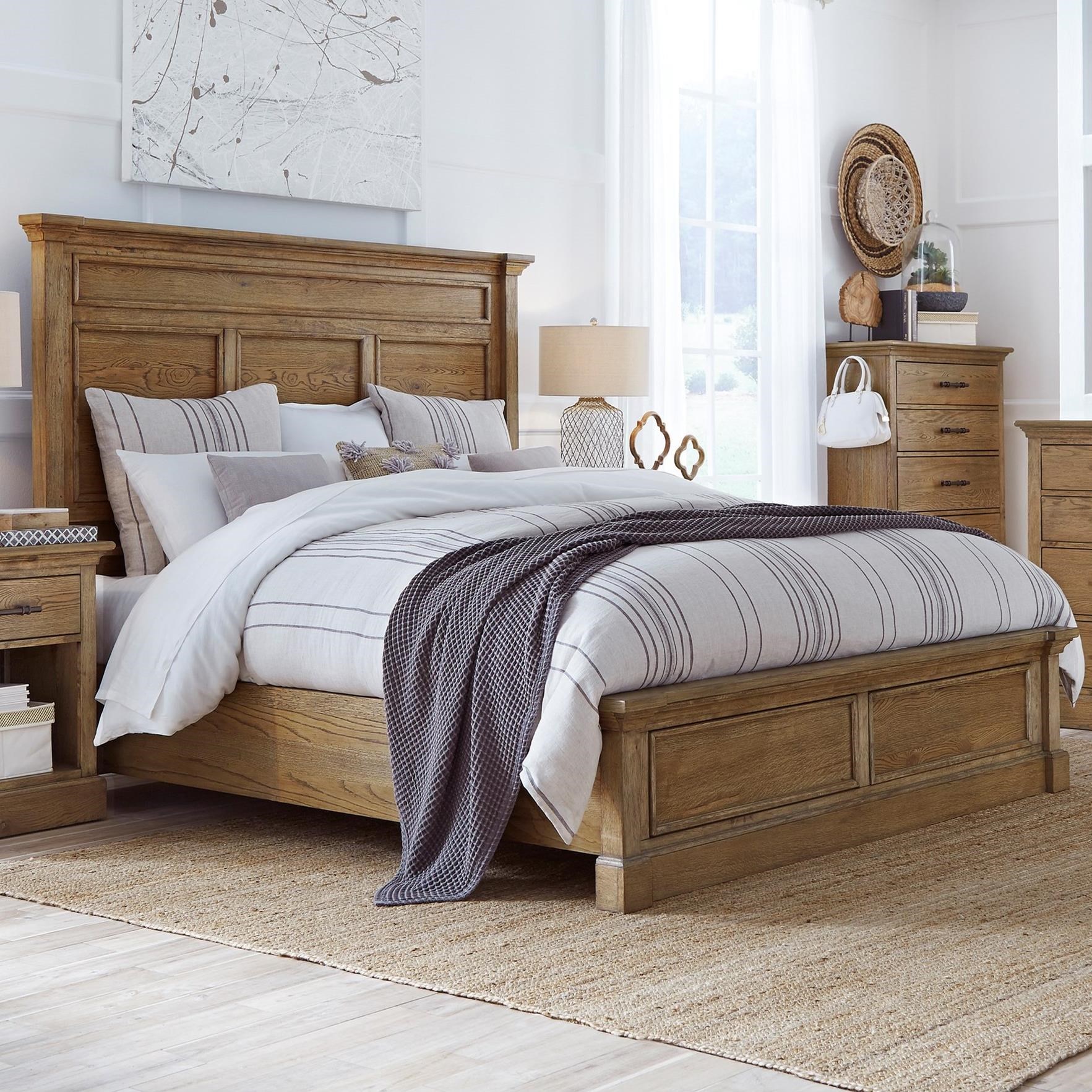 Aspen Manchester Transitional Queen Panel Bed With Usb Port