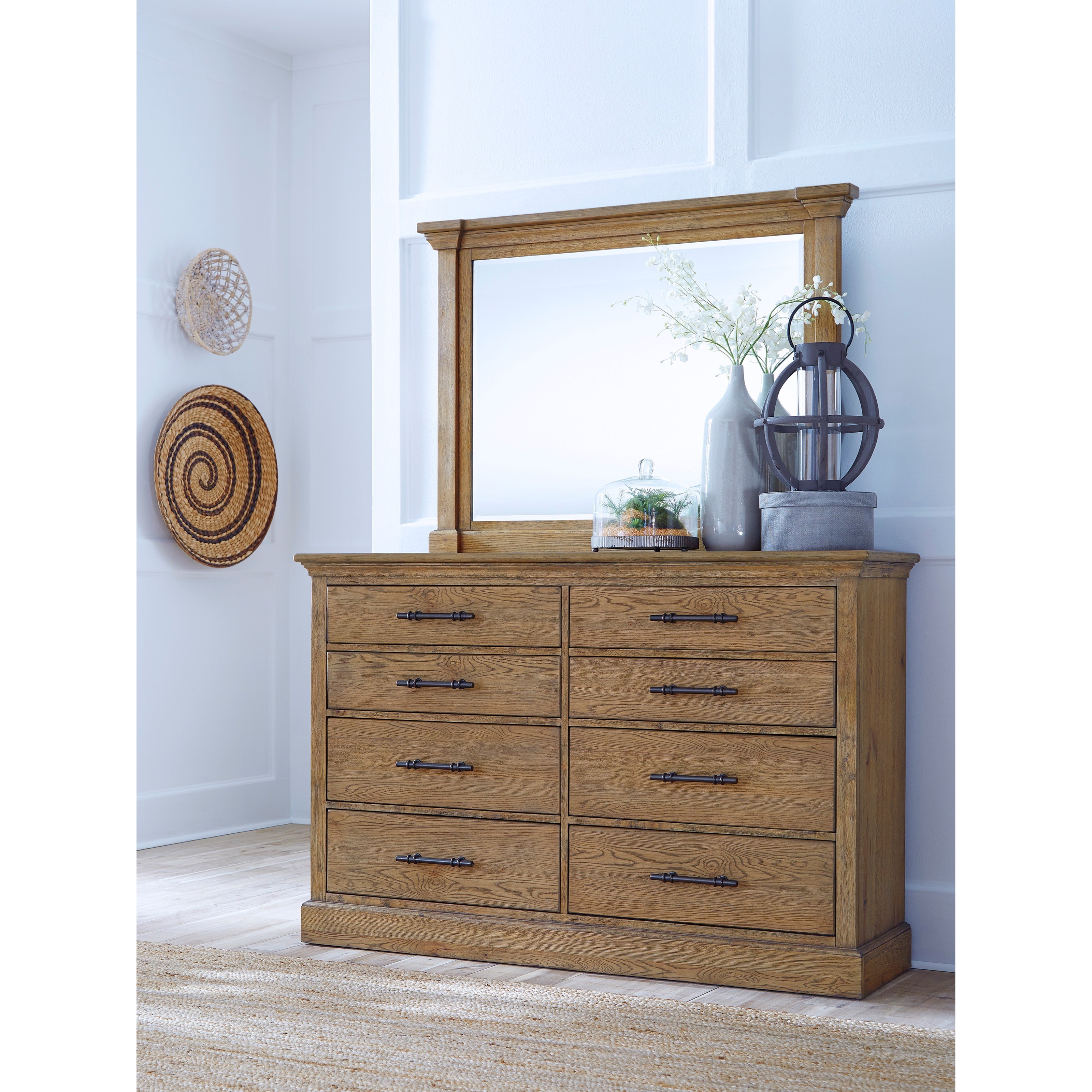 Birch Home Manchester Transitional 8 Drawer Dresser And Mirror Set