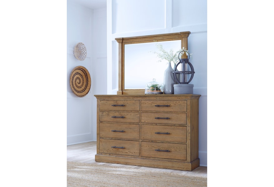 Birch Home Manchester Transitional 8 Drawer Dresser And Mirror Set