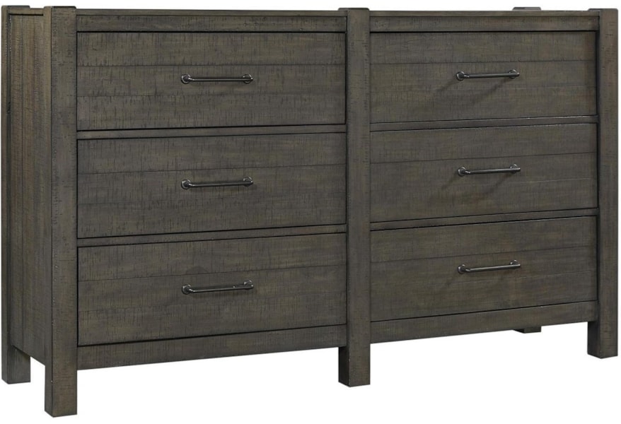 Aspenhome Mill Creek Transitional 6 Drawer Dresser In Dark Brown