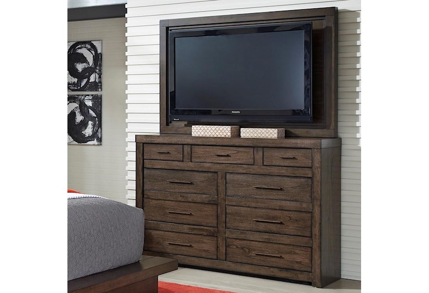 Aspenhome Modern Loft Media Chest With Tv Mount And Drop Front