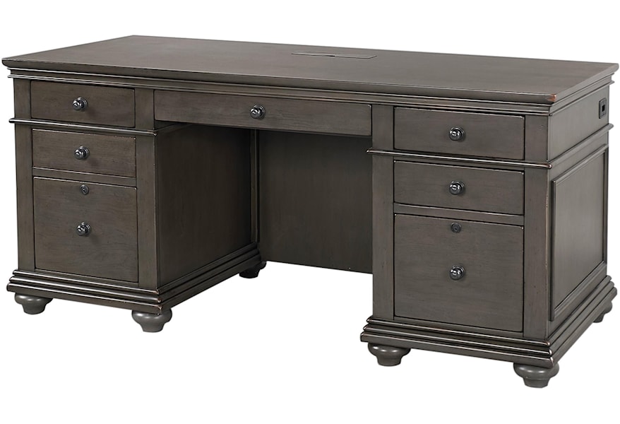Aspenhome Oakford Executive Desk With Locking File Drawers