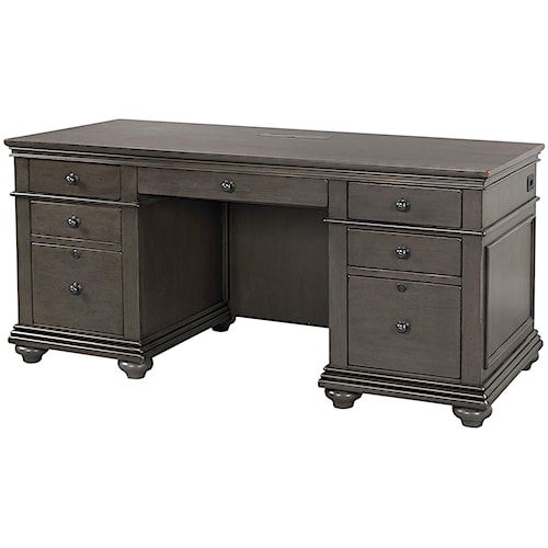 Aspenhome Oxford Executive Desk With Locking File Drawers Walker S Aspenhome Oxford Executive Desk With Locking File Drawers