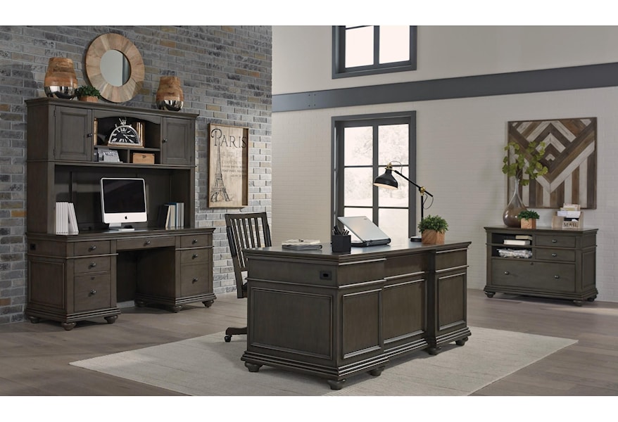 Aspenhome Oakford Executive Desk With Locking File Drawers