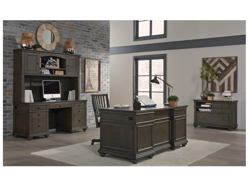 Aspenhome Oxford Executive Desk With Locking File Drawers