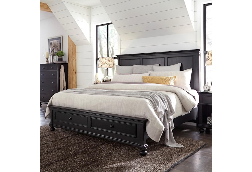 Aspenhome Oxford Transitional Queen Panel Storage Bed With Usb