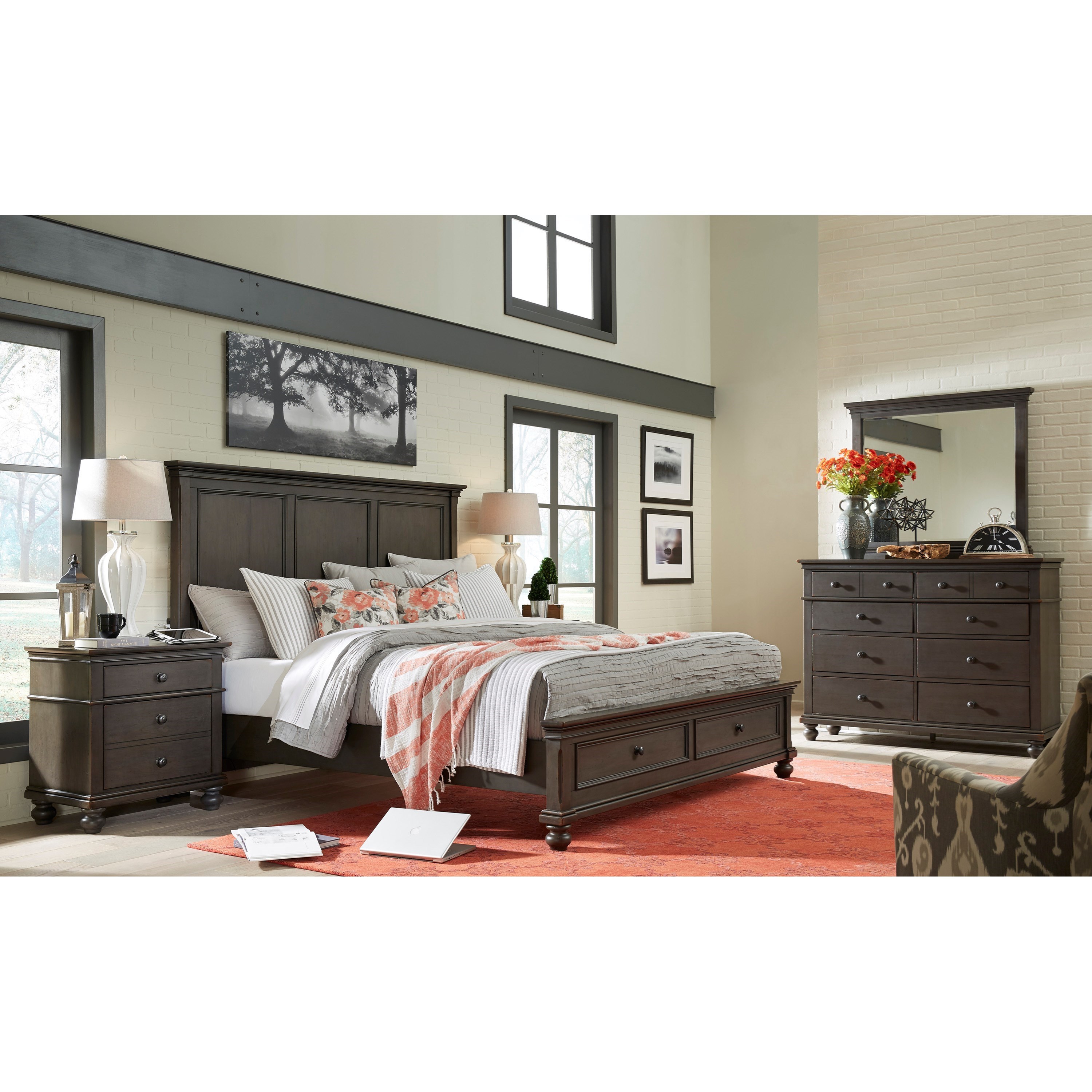 Aspenhome Oxford Transitional California King Panel Storage Bed With Usb Ports Belfort Furniture Panel Beds