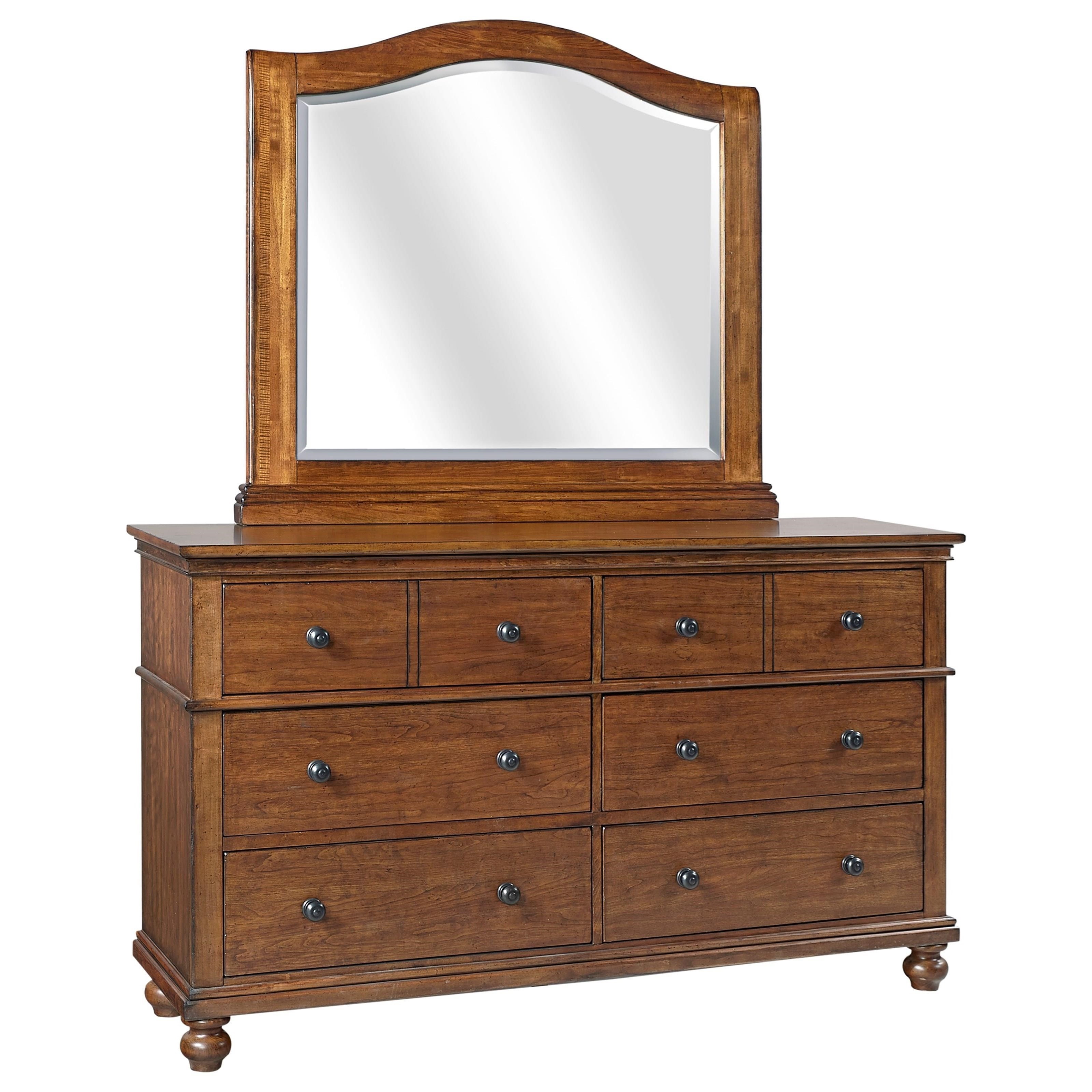 Landon Whiskey Brown Transitional 6 Drawer Dresser With Felt And