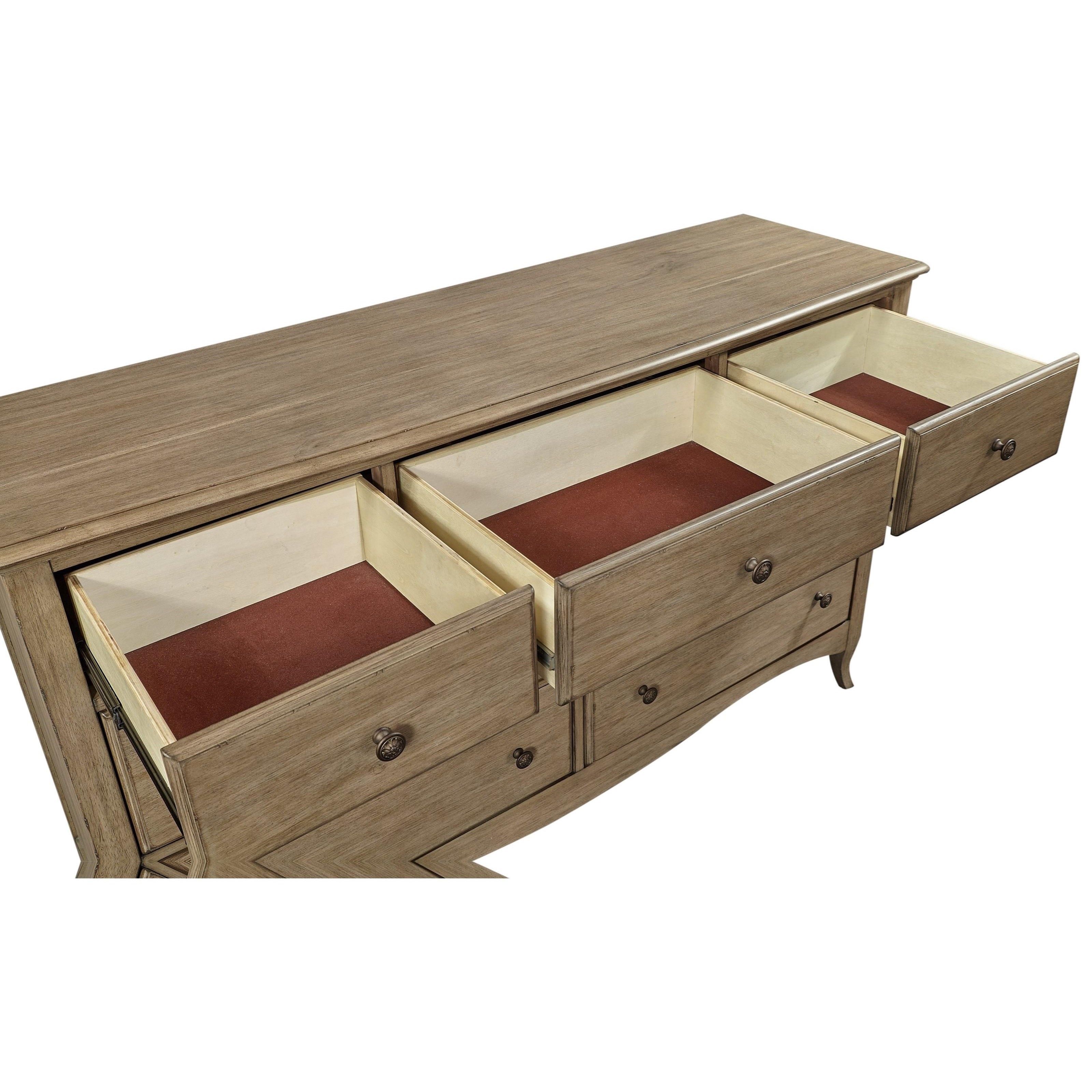 Aspenhome Provence I222 453 Casual 7 Drawer Dresser With Felt Lined Top Drawers Dunk Bright Furniture Dressers