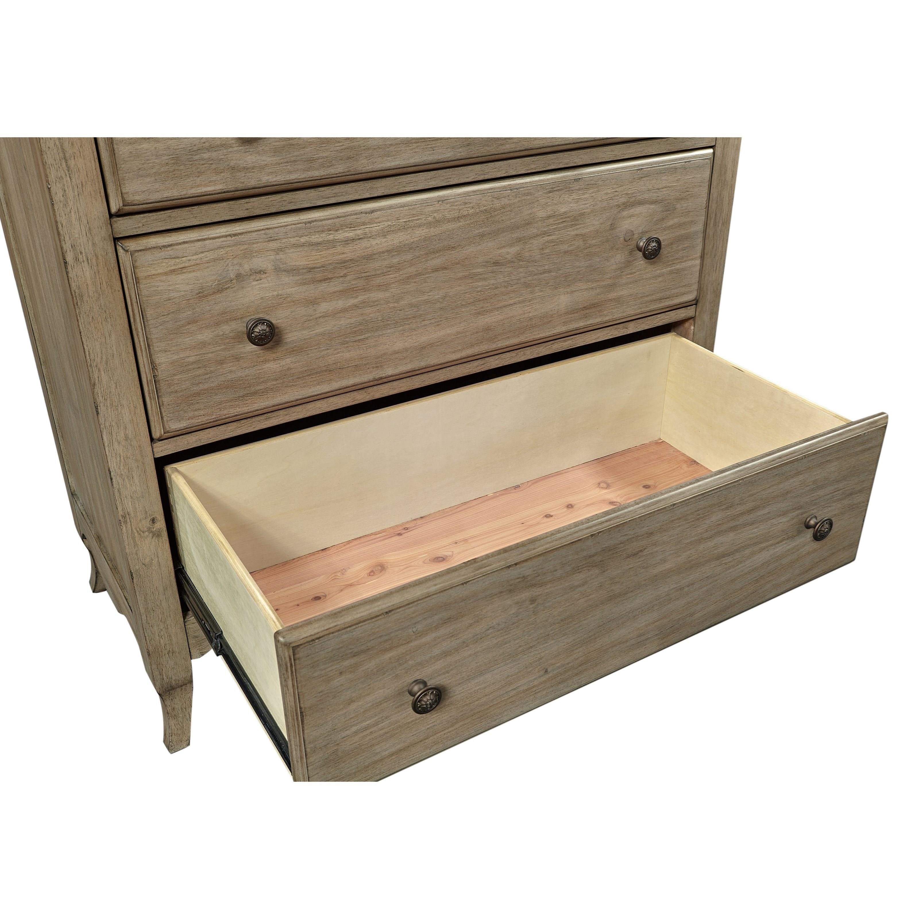 Aspenhome Provence Casual 5 Drawer Chest With Felt Lined Top