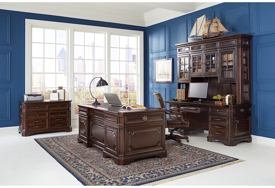 Aspenhome Sheffield Traditional 75 Executive Desk With File