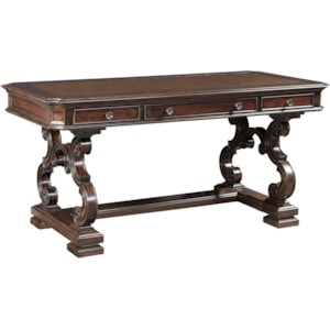 Aspenhome Sheffield Traditional 66 Writing Desk With Faux Leather Top Wilson S Furniture Table Desks Writing Desks