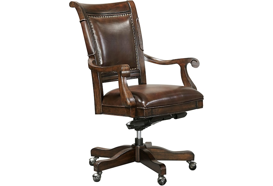 Aspenhome Sheffield I39 366a Traditional Swivel Office Chair With Gas Seat Lift And Leather Upholstery Dunk Bright Furniture Office Task Chairs