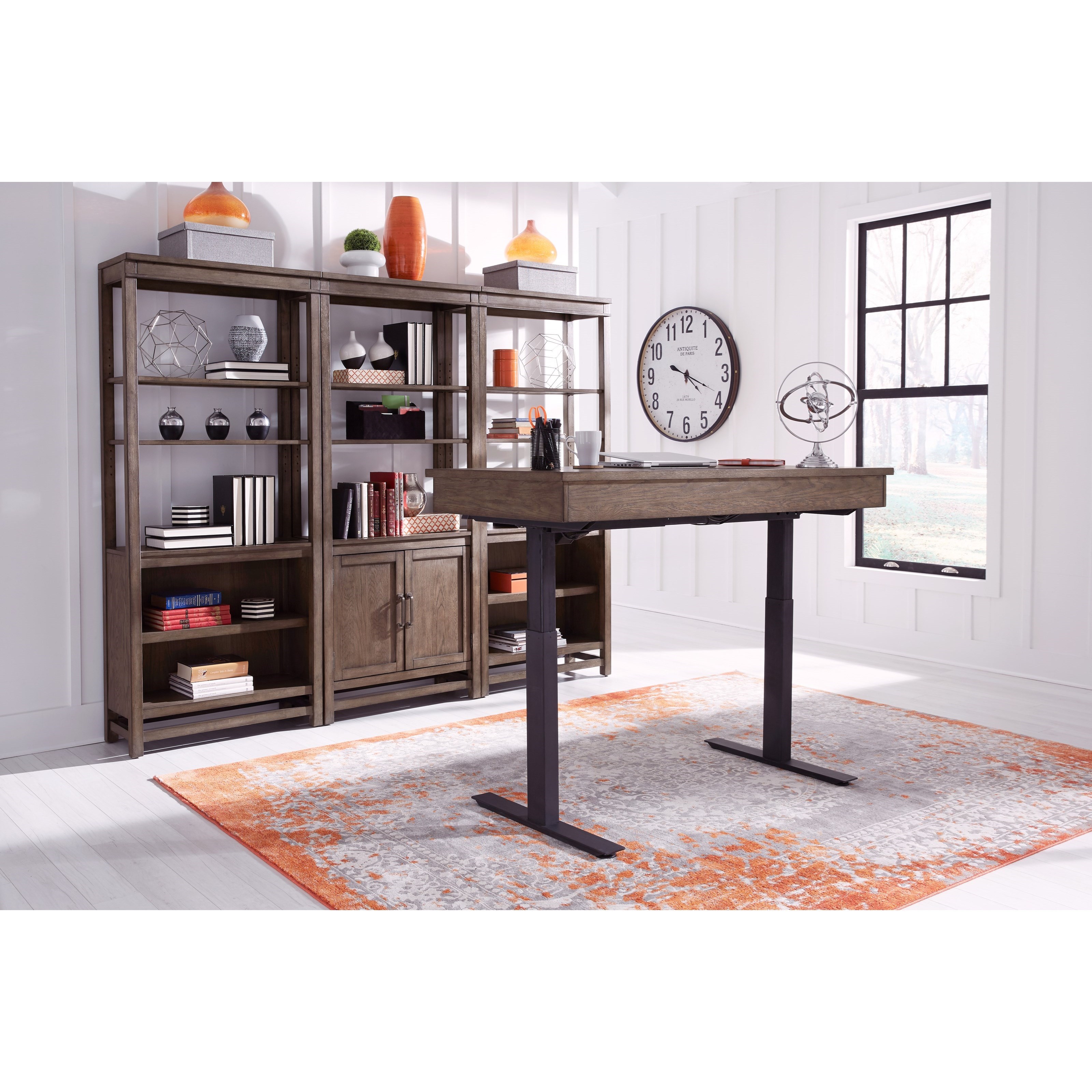 Aspenhome Terrace Point Casual Adjustable Desk With Outlets And