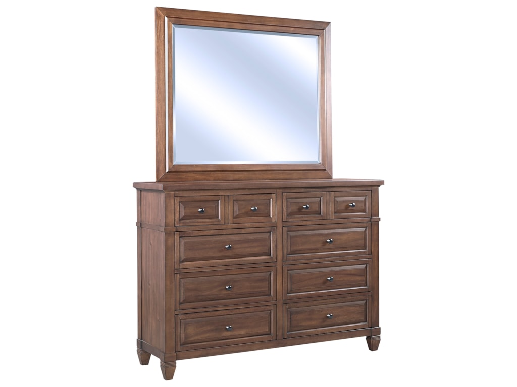 Aspenhome Thornton Transitional Eight Drawer Chesser And Mirror