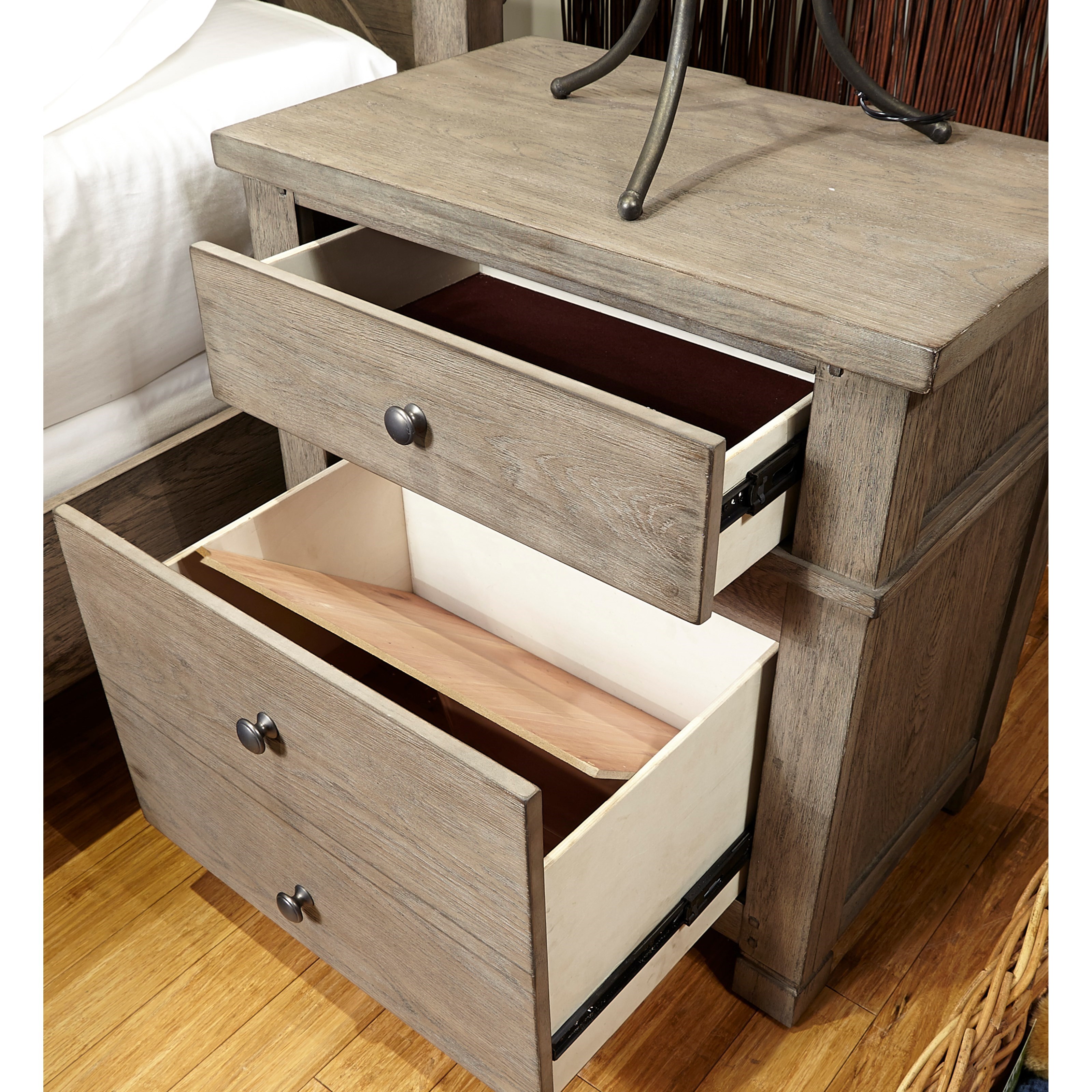 Aspenhome Tucker I45 450 2 Drawer Nightstand With 2 Ac Outlets On Back Baer S Furniture Nightstands