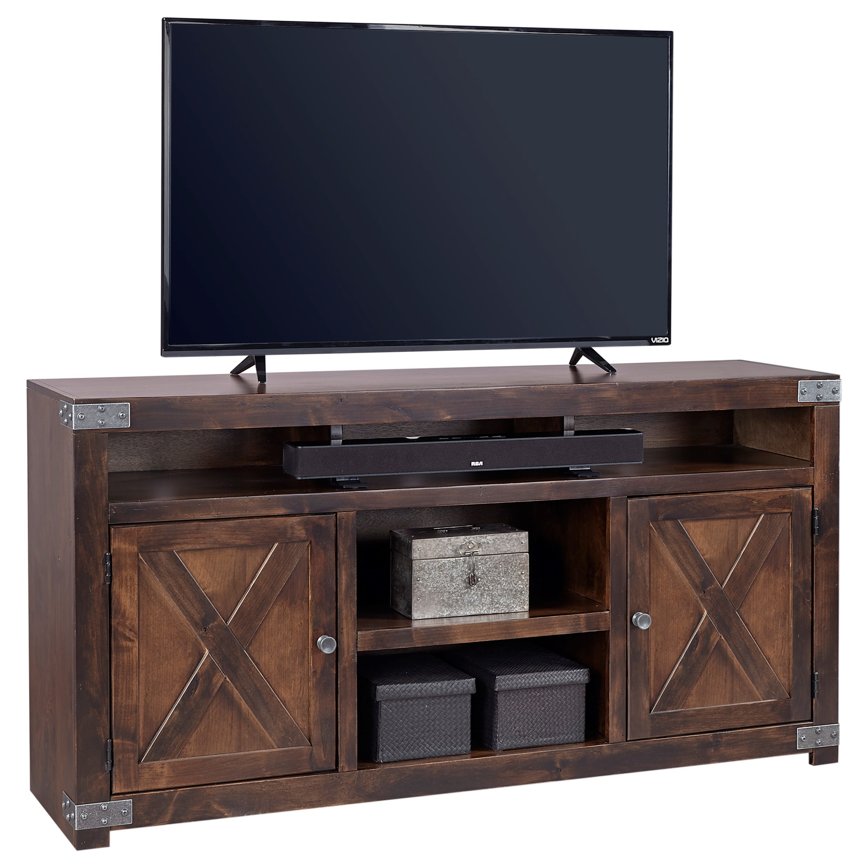 Rustic TV Stand Console Up To 65/" Barn Door Wood Farmhouse Entertainment Center
