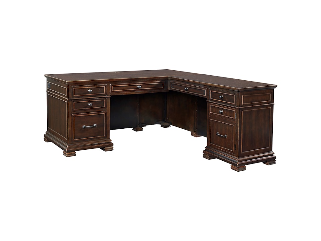Aspenhome Weston L Shaped Desk With Built In Outlets Becker