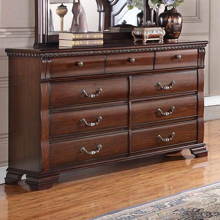 Austin Group Isabella Traditional 9 Drawer Dresser With Felt Lined