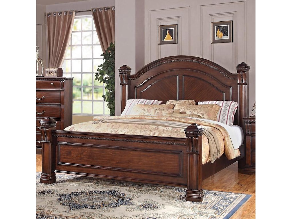 Austin Group Isabella Traditional King Bed With Square Finials And Round Headboard Royal Furniture Headboard Footboard