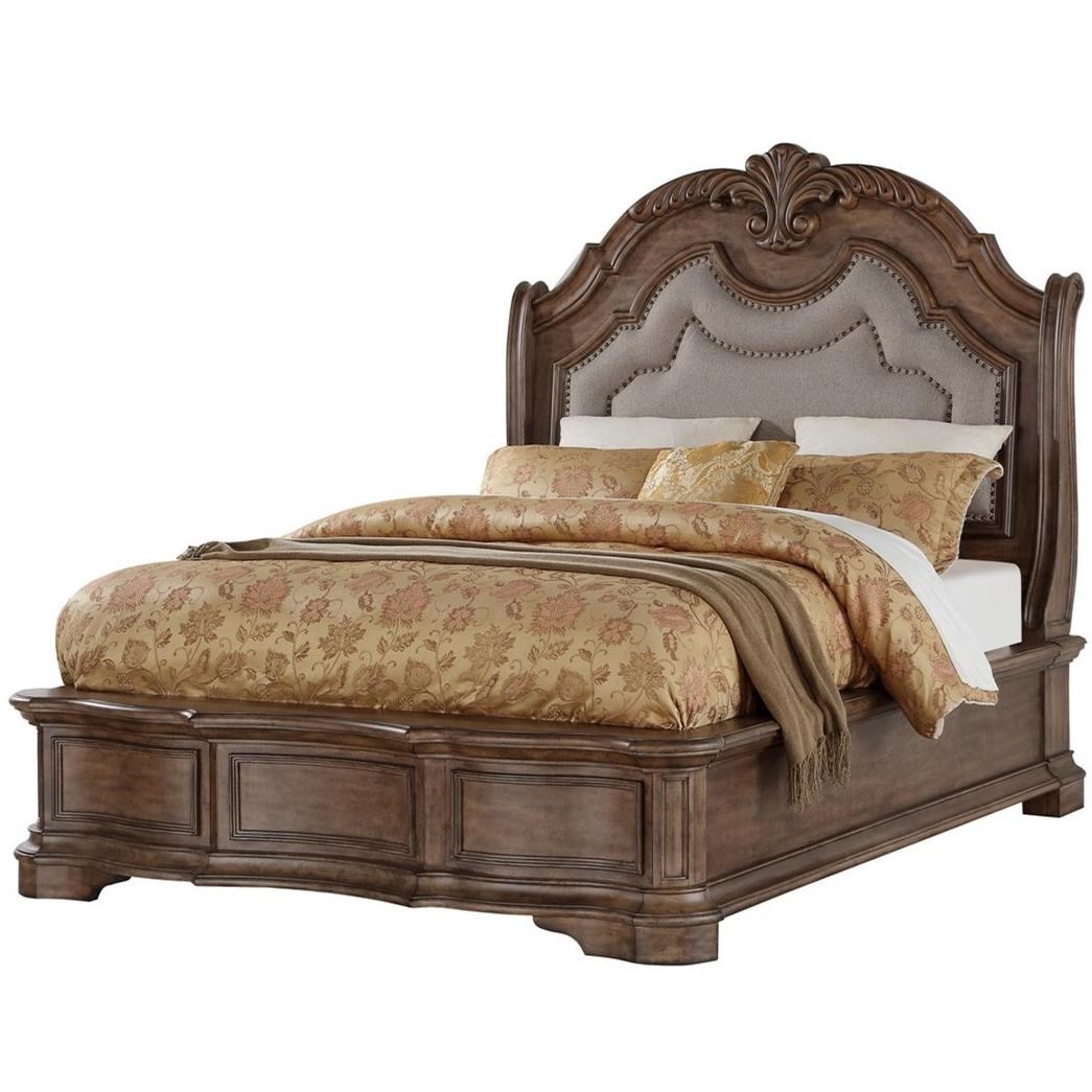 Avalon Furniture Tulsa Aval Grp B1495 Kg Bed King Upholstered Bed With Shaped Headboard Household Furniture Upholstered Beds