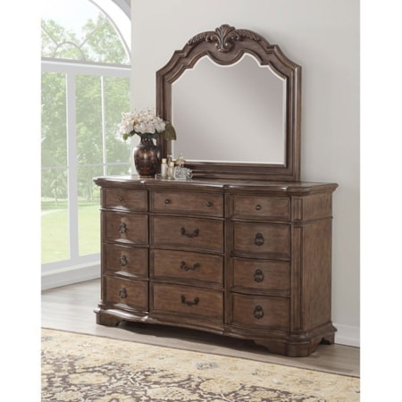 Avalon Tulsa B1495 D+M Traditional 12 Drawer Dresser Mirror Set with Cedar Lining | Royal Furniture | Dresser & Mirror Sets Avalon Tulsa B1495 D+M Traditional 12 Drawer Dresser Mirror Set with Cedar Lining | Royal Furniture | Dresser & Mirror Sets