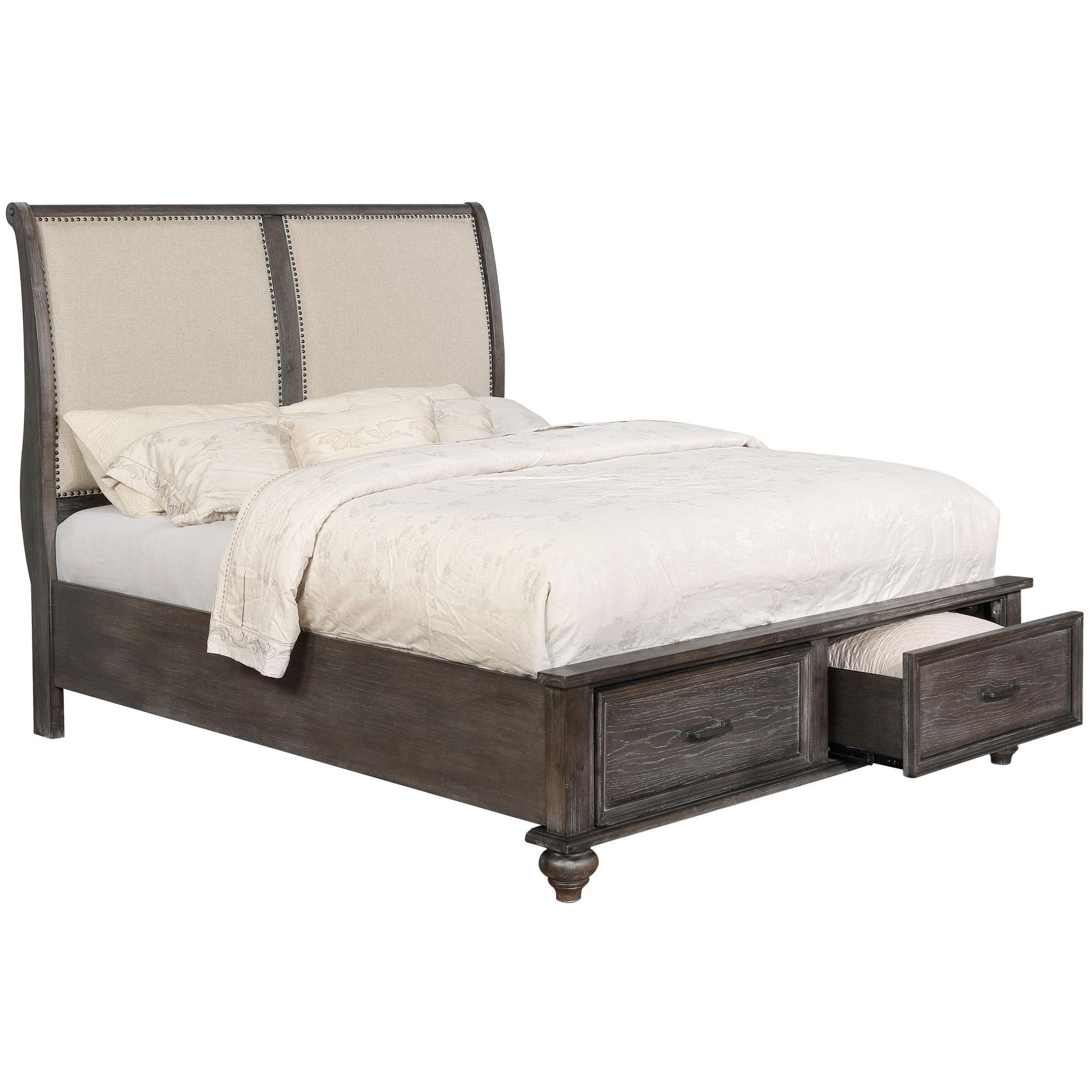 Avalon Furniture B1600 Upholstered King Bed With Storage Wilcox Furniture Upholstered Beds