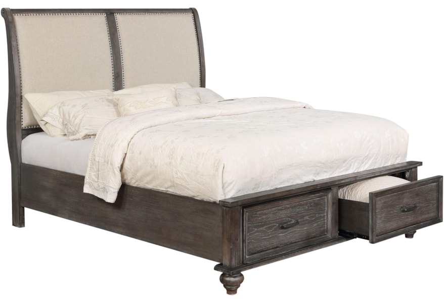 Avalon Furniture B1600 Upholstered King Bed With Storage Wilcox Furniture Upholstered Beds